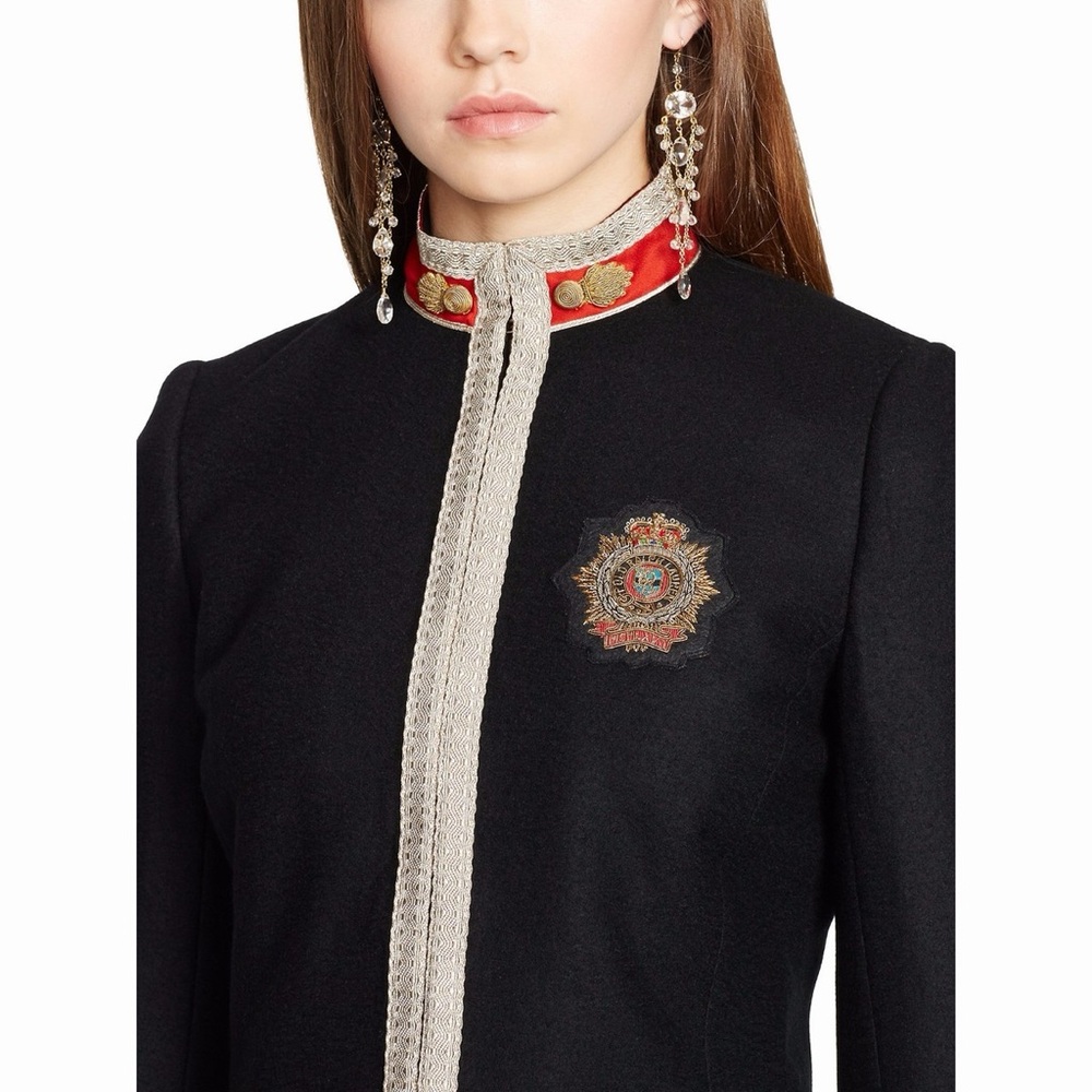 Ralph Lauren 100% wool Black and Red Blazer with Gold Accents